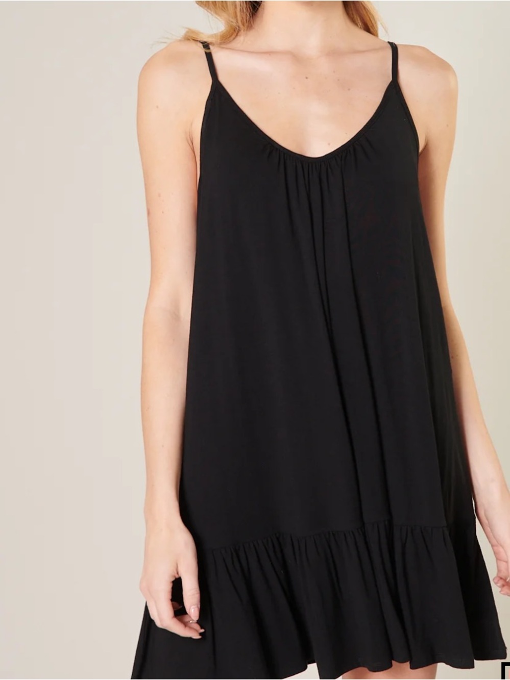 Sugarlips Sicily Trapeze Mini Tank Jersey Knit Dress Black Medium NWT $58 Soft!